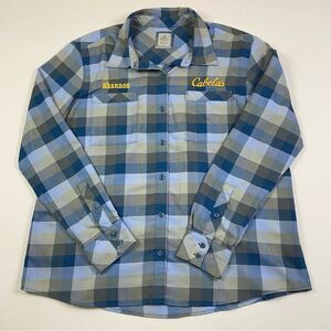 Cabela’s Button Shirt Women’s XL‎ Soft Plaid Outdoor Hiking Embroidered Gorpcore